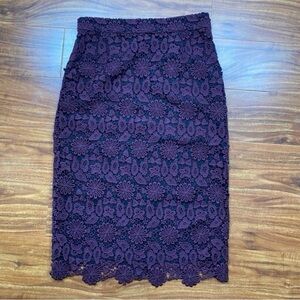 Halogen Women’s Purple Crochet Exposed Zipper Pencil Skirt Size 4 Classic Preppy
